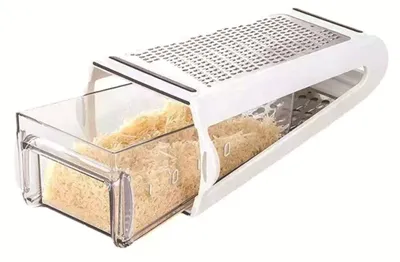 Produktbild von Käsereibe - Mehrzweck-Küchenreibe - Gemüsereibe mit Aufbewahrungsbehälter für Käse, Gemüse, Ingwer, Knoblauch - Weiß
