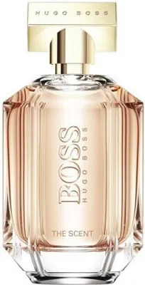 A product shot of a Hugo Boss perfume bottle.