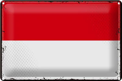 Produktbild von Blechschild Flagge Monaco 30x20cm Retro Flag of Monaco