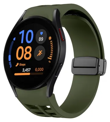 Obrázek produktu pro Pro Samsung Galaxy Watch FE / 6 / 5 / 4 40mm Silikonový design Magnetická přezka Náhradní pásek na ruku Tmavě zelený