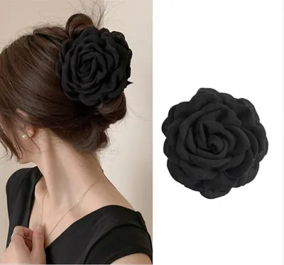 Immagine prodotto di Fermaglio per capelli XL fiore di rosa nero 9cm SP288CZ.