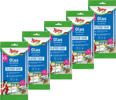 Produktbild von Poliboy Glas Reinigungstücher 5er Set - 120 Stück, Inhalt 24 Stück pro Packung