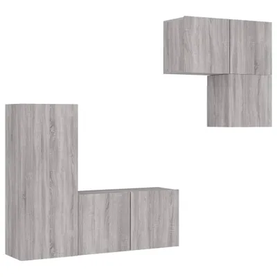 Image de meuble-paroi 4 pièces gris Sonoma Matériau dérivé du bois