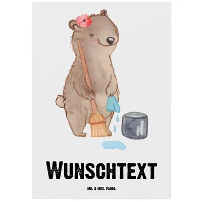 Produktbild von Mr. & Mrs. Panda Personalisierte Postkarte Reinigungskraft mit Herz - Weiß - Personalisierte Geschenke, Geschenk, Kollegin, Geschenkkarte mit Wunschtext, Beruf, Danke