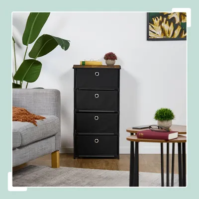 Imagen del producto de Cómoda de madera con cajones de tela