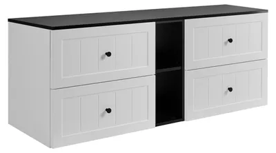 Productafbeelding van Badkameronderkast-set, wit/zwart, 140 (2 x 60 + 20) x 46 x 58 cm