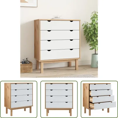 Obrázek produktu pro The Living Store Zásuvková skříňka OTTA Brown&White 76,5x39,5x90 cm masiv