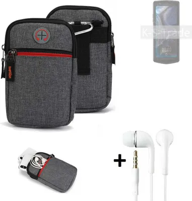 Produktbild von K-S-Trade Gürteltaasche + Kopfhörer kompatibel mit Cubot Pocket 3 Handy Tasche Holster Schutz Hülle Handy Hülle grau Zusatzfächer 1x