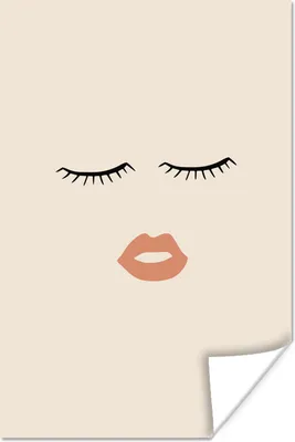 Produktbild von MuchoWow® Poster Pastell - Gesicht - Lippen 120x180 cm - Kunstposter