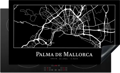 Produktbild von KitchenYeah© Herdabdeckplatte Karte - Stadtplan - Palma de Mallorca - Karte , 91x52cm, Küche Deko, Glaskeramikkochfeld Herdabdeckung, Abdeckplatte fùr Kochfeld