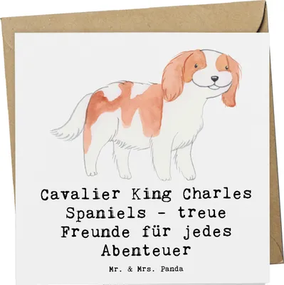 Produktbild von Mr. & Mrs. Panda doppelkarte Cavalier King Charles Spaniel Freunde - Weiß - Geschenk, Grußkarte, Hund, faltkarte, Hunderasse, treue, charmant, anlasskarte, liebevoll