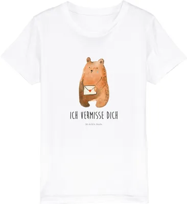 Produktbild von Mr. & Mrs. Panda Kleinkinder T-Shirt Bär Vermissen 9-11 Jahre (134/146) - Weiß - Geschenk, Reise, Kindershirt, Teenager, Verreist, Liebeskummer, Freundin, Teddy, Mädchen