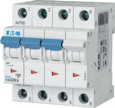 Produktbild von Eaton LS-Schalter 10kA B 20A/3pol+N 4TE Eaton PLSM-B20/3N-MW, 1 Stk.