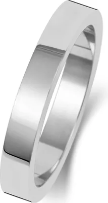 Produktbild von Schwerer 9 Karat (375) Weißgold 3mm Flach Form Herren/Damen - Trauring/Ehering/Hochzeitsring, 50 (15.9); TRS188489KWRSK