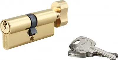 Image de Cylindre de serrure à bouton, 40Bx40mm, anti-arrachement, laiton, 3 clés - THIRARD