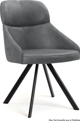 Produktbild von Esszimmerstuhl drehbar (6er-Set) Diann 52x82x63 Schwarz/Grau