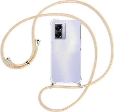 Produktbild von Handykette Backcover-Schutzhülle mit Band (Metall silberfarben) für Realme Narzo 50 5G, A57 / A77 - Goldkordel
