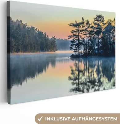Produktbild von MuchoWow® - Leinwandbilder - Wasser - Bäume - Natur - Landschaft, Wandbild, Wanddeko Bilder Wohnzimmer, 60x40cm