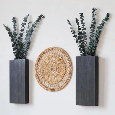Produktbild von Famanu Wandvase aus Holz für Pflanzen und Blumen - 2 Stück