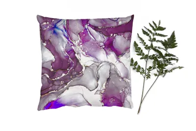 Produktbild von MuchoWow® Zierkissen Sofakissen Wohnzimmer Dekokissen 40x40 cm Marmor - Rosa - Lila - Gold - Foto Kissen - Schlafzimmer Dekoration