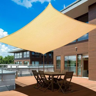 Immagine prodotto di Tenda da sole rettangolare, 3,6 x 4,8 m, telo per tettoia, protezione UV al 95%, tenda da sole traspirante per terrazza, giardino, pergola, cortile, color sabbia