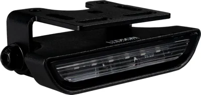 A black LED taillight with a clear lens and mounting bracket.
