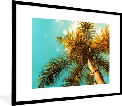 Produktbild von MuchoWow® Gerahmtes Poster Palme - Sommer - Tropisch 80x60 cm - Poster mit Schwarzem Bilderrahmen Wandposter Rahmen Foto Bilder - Schlafzimmer-Dekorationen - Fotoposter