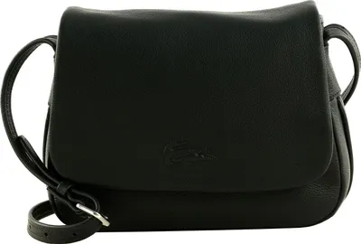 Produktbild von LACOSTE Leder Umhängetasche City Court Flap Crossover Bag Noir schwarz