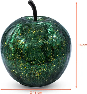 Image de LED Crackle Verre Pomme 16 cm - vert métallique - Fruit décoratif en verre brisé