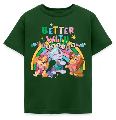 Produktbild von Spreadshirt Paw Patrol Skye Everest & Liberty Beste Freunde Kinder T-Shirt, 98/104 (3-4 Jahre), Forstgrün