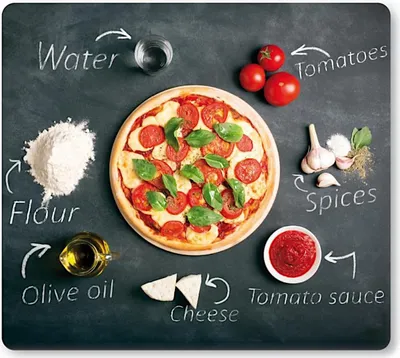 Image de KESPER Plaque à découper multi-verre Pizza 3659813, 56x50x1,4 cm - plaque en verre hygiénique avec 6 pieds, résistante à la chaleur & aux rayures