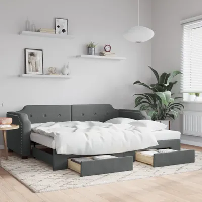 Image de Maison Exclusive - Canapé-lit convertible avec tiroirs, gris foncé, 90 x 200 cm, tissu