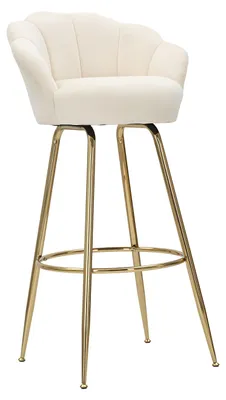 Immagine prodotto di Sgabello Bar Vienna Glam Crema e Oro - Sgabello Alto in Velluto con Gambe a Petalo in Metallo Dorato, Altezza Seduta 90 cm