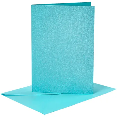 Produktbild von Creativ-Firmenkarten und Umschläge, Kartengröße 10,5 x 15 cm, Umschlaggröße 11,5 x 16,5 cm, Perlmutt, 120+210 g, blau, 4 Set 1 Box
