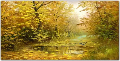 Produktbild von Coloray Küchenrückwand 120x60 Spritzschutz aus Glas - Wald gelbe Blätter