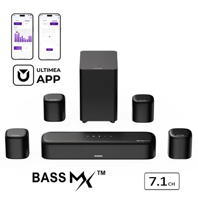 Produktbild von ULTIMEA Aura S4T 7.1-Kanal TV-Soundbar mit 4 Surround-Lautsprechern, Heimkino-Soundsystem mit 5,25" Subwoofer, App-Steuerung, HDMI/OPT/AUX, 350W