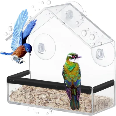 Produktbild von Vogelhaus für Fenster, transparentes Futterhaus, Saugnäpfe, für Garten und Balkon