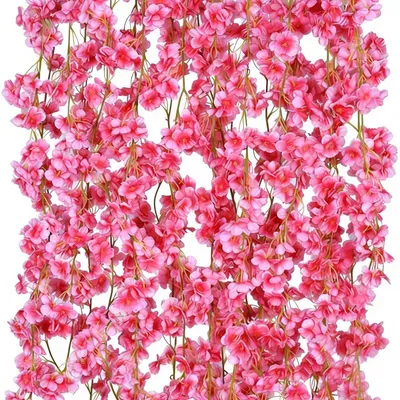 3er-Set Kirschblüten-Girlanden, 180 cm, rosa, für Deko