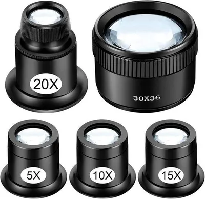Produktbild von Famanu Lupe Set - 5X, 10X, 15X, 20X, 30X Vergrößerung für Uhrmacher und Juweliere