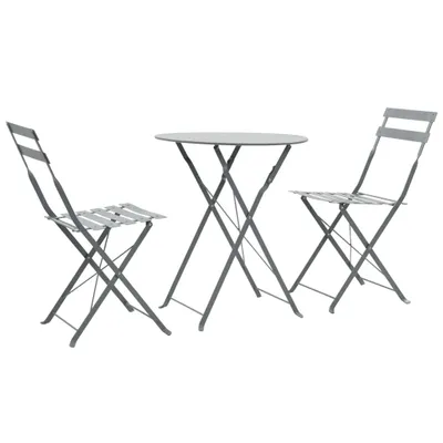 Image de Maison Exclusive - Ensemble bistrot 3 pièces en acier gris