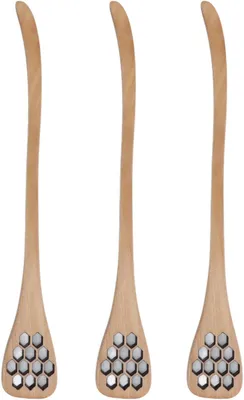 Produktbild von 3-teiliges Honiglöffel-Set, wiederverwendbar, Holz-Honiglöffel, Rührer für die Küche, Zuhause, Restaurant, natürlich, sicher, nicht langlebig, langlebig, 18,5 cm (Natürliches Holzfinish)