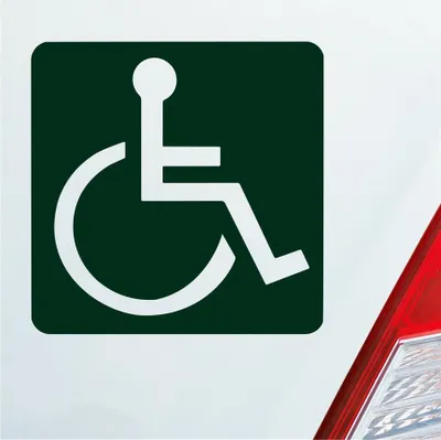 Produktbild von Auto Aufkleber Rollstuhlfahrer Warnhinweis Rollstuhl 10,5x10,5 cm Dunkelgrün Sticker Heckscheibenaufkleber