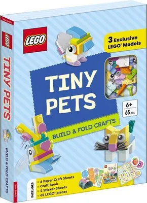 Produktbild von LEGO® Bücher. Tiny Pets: Build and Fold Crafts (mit 3 exklusiven Modellen, 65 Teilen, Bastelbuch, Bastelbögen und Aufklebern)