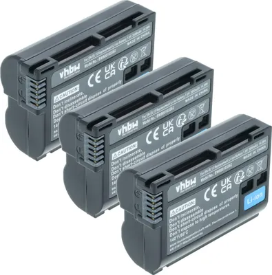 Produktbild von vhbw 3x Akku Ersatz für Nikon EN-EL15, EN-EL15b, EN-EL15A, EN-EL15c für Kamera (2000 mAh, 7 V, Li-Ion), Infochip