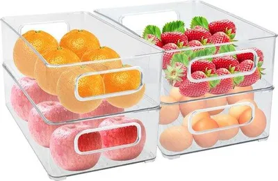 Obrázek produktu pro Sada 4 kusů organizérů do ledničky, stohovatelné, bez BPA, kuchyňské boxy