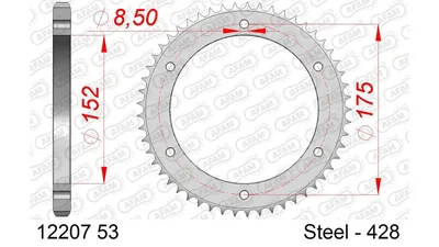 Produktbild von AFAM Kettenrad 12207-53 Hinten für YAMAHA MOTORCYCLES DT Stahl