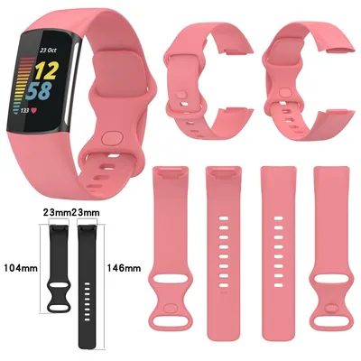 Immagine prodotto di Per Fitbit Charge 6 / 5 Plastica / Silicone Watch Smart Sport Strap Rosso S: L