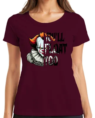 Obrázek produktu pro Pennywise Hororový klaun Strašidelný Halloween Retro Vintage Strašidelné dámské tričko, vínová, XXL