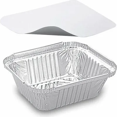 Produktbild von 20x Alu-Servierschalen Menüschale inkl Deckel 470ml 145x120x41mm