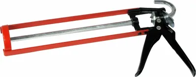 Produktbild von Robuste Metall-Skelettpistole rot/schwarz für 320 ml Kartuschen mit 10 mm Zahnstange